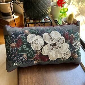 SIGNED GLYNDA TURLEY DECORATIVE Lumbar Pillow floral